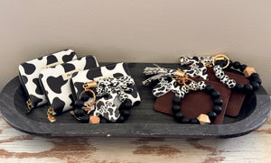 Cowprint Wristlet Keychain