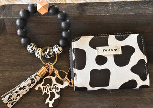 Cowprint Wristlet Keychain