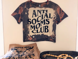 Bleached Anti Social Moms Club Crop Tops